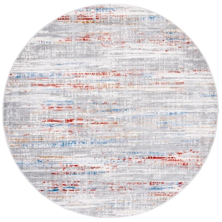Safavieh 6 ft. 7 in. x 6 ft. 7 in. Shivan Round Power Loomed Rug; Light Grey & Rust SHV191P-7R